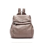 Barcelona Soft Washed Dual Pocket Backpack Lightweight Daypack for Outdoor School (Light Brown)