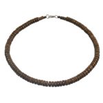 Dark Brown Surfer Necklace Made from Coco Beads, Lobster Lock