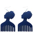 Afro Pick Wood Drop Earings (Small)