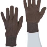 West Chester 65090 Polyester Cotton Medium Weight Band Jersey Glove, Large, Brown (1 Pair)