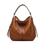 Realer Designer Handbag Purse PU leather Durable Shoulder Bag for Women’s Messenger Bag Light Brown