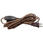 Rayon Covered Lamp Cord Set – Brown – 12 ft. – SPT-1 – Toggle Switch – PLT 56-8916-45