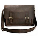 ZLYC Men Vintage Handmade Leather Messenger Bag Shoulder Briefcase Fit 14 Inch Laptop, Dark Brown, Size M