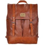 Dzebella Casual Pu Leather School Student Laptop Backpack Brown