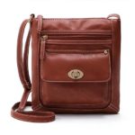 Ecokaki(TM) Women’s Genuine Leather Multi-Pocket Crossbody Bag Shoulder Bag Messenger Handbag Purse, Brown