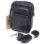 Small Bag Waist Pack Messenger Bags Tactical Cellphone Phone Pouch Leather Travel Bags Cases Holsters Saddlebag (E09 DARK BROWN)