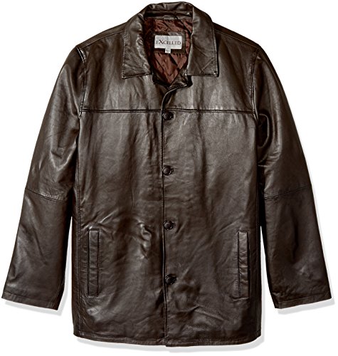 Excelled Men’s Big and Tall Four-Button Lambskin Leather Car Coat ...