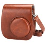 Alohallo Instax Mini 8/ 8+ Case PU Leather Carring Bag for Fujiflim Instax Mini 8 Camera with Shoulder Strap and Pocket (Brown)