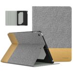 MoKo Case for New iPad 2017 9.7 Inch – Premium Light Weight Shock Proof Stand Folio Cover Protector for Apple New iPad 9.7 Inch 2017 Release Tablet, Light Gray & Light Brown (with Auto Wake / Sleep)