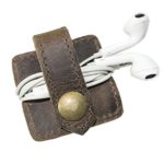 Durable Leather Headphone Wrap With Snap Handmade By Hide & Drink :: Bourbon Brown
