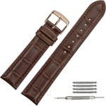 TStrap 20mm Brown Leather Watch Bands Replacement Watch Strap 20mm Rose Gold Watch Buckle Clasp(18mm 20mm 22mm)