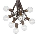 G40 Patio String Lights With 125 Clear Globe Bulbs – Hanging Garden String Lights – Vintage Backyard Patio Lights – Outdoor String Lights – Market Cafe String Lights – Brown Wire – 100 Foot