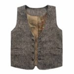 Coodebear Boys’ Girls’ Map Lined Pockets Buttons V Collar Vests (2-16 Years)
