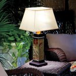 Gray Brown Faux Slate Battery Operated Outdoor Table Lamp Patio Decor Lighting