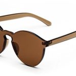 GAMT Rimless Colorful Transparent Sunglasses Futuristic One Piece Design for Women Brown