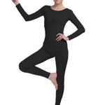 Ensnovo Womens Spandex Bodysuit Long Sleeve Scoop Neckline Footless Unitard