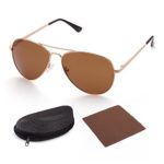LotFancy Sunglasses for Women (Polarized Gold Frame Brown Lens, 58mm)