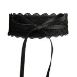 Women’s Faux Leather Bow Tie Wrap Around Obi Cinch Waist Band Boho Lace Dress Belt