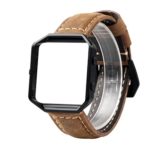 Wearlizer Bands Accessories, Premium Suede Leather Replacement Strap with Black Metal Frame and Buckle for Fitbit Blaze Special Edition Gun Metal – Brown Large