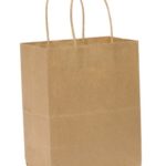 Duro ID# 87097 Tempo Shopping Bag 60# 100% Recycled Natural Kraft 250pk 8 x 4.5 x 10.25