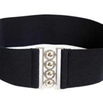 Modeway Women Fashion 3″Wide Silver/Gold Buckle Elastic Stretch Waist Cinch Belt