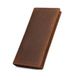 Kattee Men’s Vintage Look Genuine Leather Long Bifold Wallet (Large, Brown)