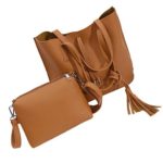 Mosunx(TM) Women Leather Tassels Handbag Tote Purse Messenger Shoulder Bag+Crossbody Bag (Brown)