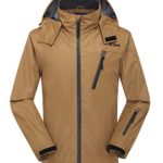 Ubon Men’s Windproof Waterproof Rain Coat Softshell Windbreaker Jacket(Brown.Size M)
