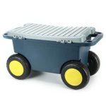 Portable Rolling Garden Scooter Wheel & Storage Cart Seat Yard Green Gardening