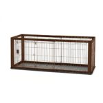 Richell Expandable Pet Crate with Floor Tray, Small, Dark Brown