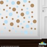 Set of 30 – Circles Polka Dots Vinyl Wall Graphic Decals Stickers (Baby Blue / Light Brown)
