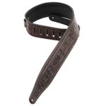 Levy’s Leathers M17T02-DBR Carving Leather Tooled Guitar Strap, Dark Brown