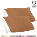 Nestl Bedding Premier 1800 Pillowcase – 100% Luxury Soft Microfiber Pillow Case Sleep Covers – Hypoallergenic Sleeping Encasements – King Size (20″x40″), Mocha Light Brown, Set of 2 Pieces