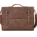 Men’s Leather Laptop Briefcase, Berchirly Vintage Look Crazy Horse Genuine Leather Business Work Cross-body Shoulder Bag Tote for Men Fits 15 Inch Laptop, Light Brown