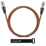 XLR Microphone Cable | 6 Feet | Brown | 3-Pin Male to 3-Pin Female XLR Connector – Silver Plated Copper Wire Professional Audio Cable By Aurum Cables