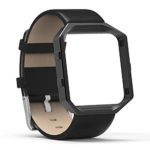 Fitbit Blaze Bands with Frame Small Large, Austrake Replacement Leather Strap with Metal Frame for Fitbit Blaze Smart Watch