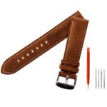 Ritche 18mm 20mm 22mm Leather Watch Strap,Watch Band Wrist Replacement Pin Buckle Black Brown