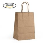 Halulu Brown Kraft Paper Bags – Gift Party Bags with handles – 25pc 5×3.75×8″ Shopping Bags
