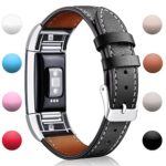 Hotodeal Fitbit Charge 2 Replacement Bands, Classic Genuine Leather Wristband With Metal Connectors, Charge 2 Fitness Strap