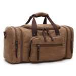 Toupons 20.8” Large Canvas Travel Tote Luggage Men’s Weekender Duffle Bag (Coffee)