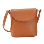 JOLLYCHIC Women’s Candy Color Small Faux Leather Shoulder Bag Crossbody Bag Purse (Brown)