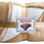 KOYOU Super Soft Light Brown Plush Sherpa Borrego Blanket Throw Queen or Full Size Bed