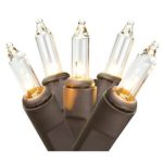 Set of 20 Clear Mini Christmas Lights – Brown Wire