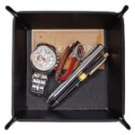 Men Valet Tray,Jewelry Key PU Leather Valet Tray Box,OARIE Fully PU Leather Storage Tray