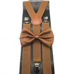 Light Brown Color Wedding Accessories Adjustable Bow Tie & Suspenders