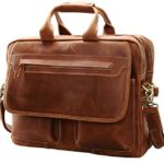 Iswee Leather Vintage Briefcase Messenger Bag for Men 14″ or 16″ Laptop Case Satchel Bag for Everyday Use (Large Light Brown)