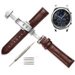 22mm Genuine Leather Watch Band – Replacement Strap for Samsung Gear S3 Frontier/S3 Classic/Moto 360 2nd Gen 46mm Smart Watch (Brown)