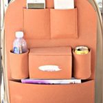 ANKIV 1pc Universal Fit Car Backseat Organizer Storage for Bottle,Cup, Tissue Box,Auto Sedan Suv Sedan Seat Protectors for Traveling Kids Toys Storage (Light Brown)