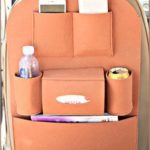 ANKIV 1pc Universal Fit Car Backseat Organizer Storage for Bottle,Cup, Tissue Box,Auto Sedan Suv Sedan Seat Protectors for Traveling Kids Toys Storage (Light Brown)