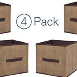 Storage Cube Organizer – Small Collapsible Storage Cubes in Brown (4) Closet Organizers – Storage Container With Handle – Under The Bed Storage Drawers